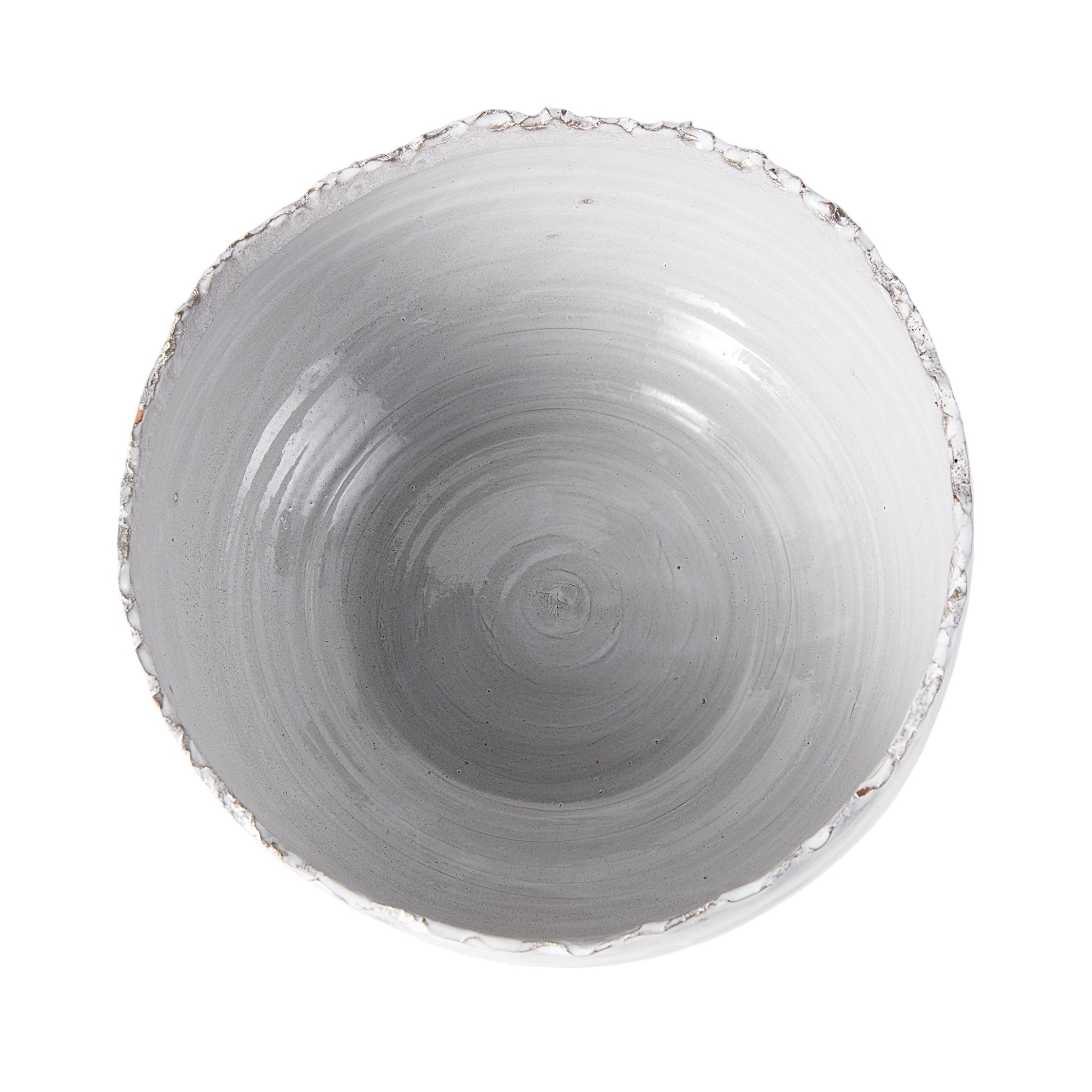 13" White Ceramic Torn Edge Round Centerpiece Bowl-2