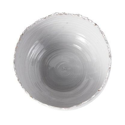 13" White Ceramic Torn Edge Round Centerpiece Bowl-2