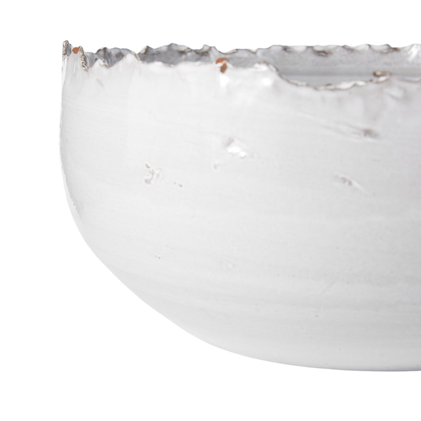 13" White Ceramic Torn Edge Round Centerpiece Bowl-3