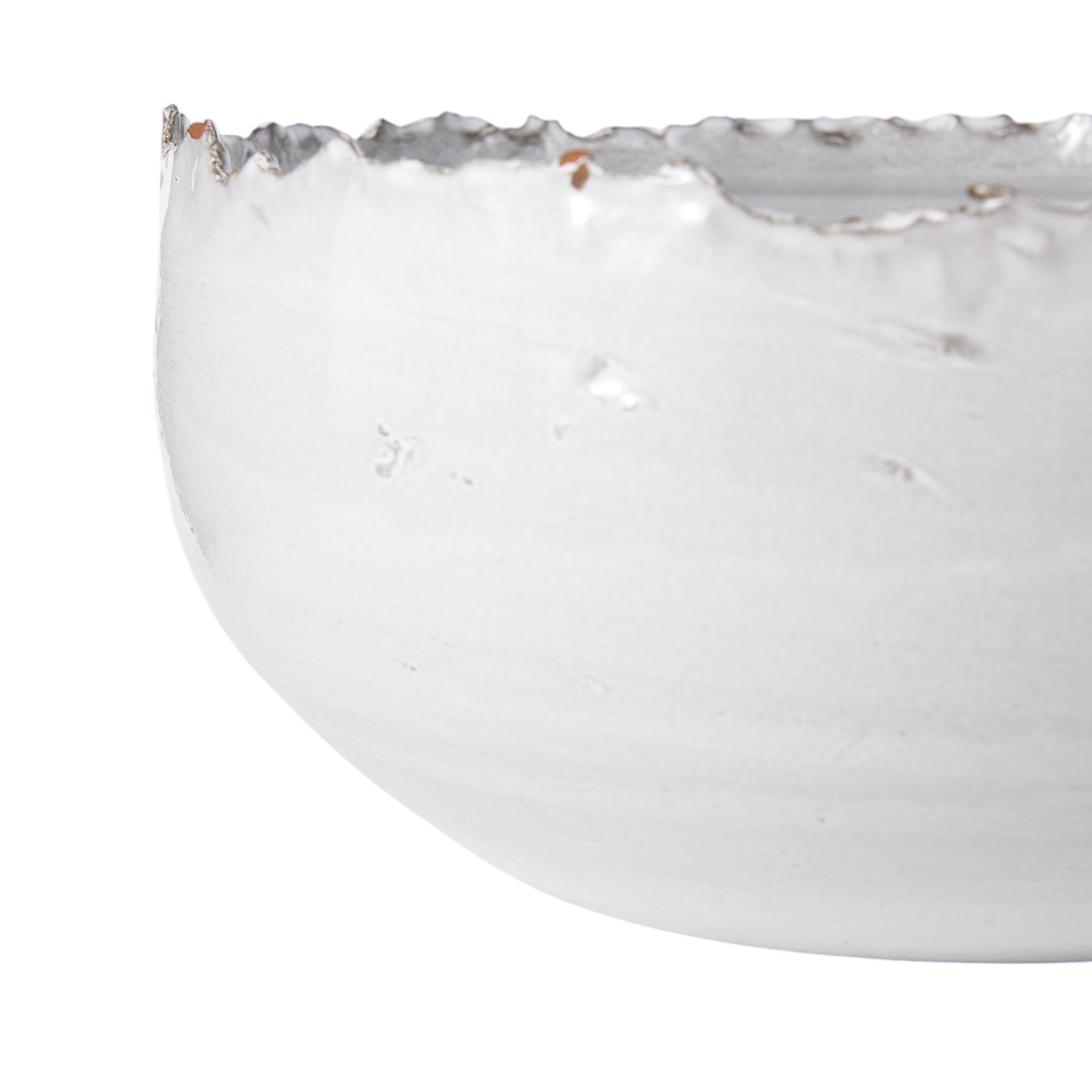 13" White Ceramic Torn Edge Round Centerpiece Bowl-3