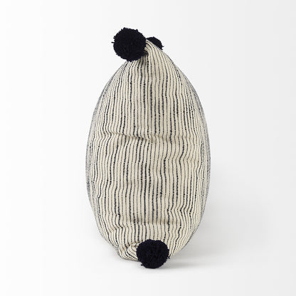 Beige And Midnight Pom Pom Square Accent Pillow Cover-3