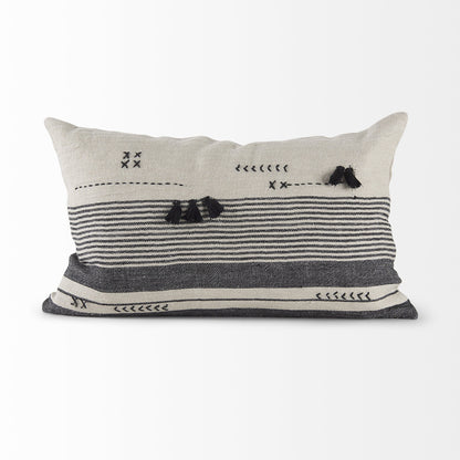 Light Gray Detailed Lumbar Throw Pillow Cover-0