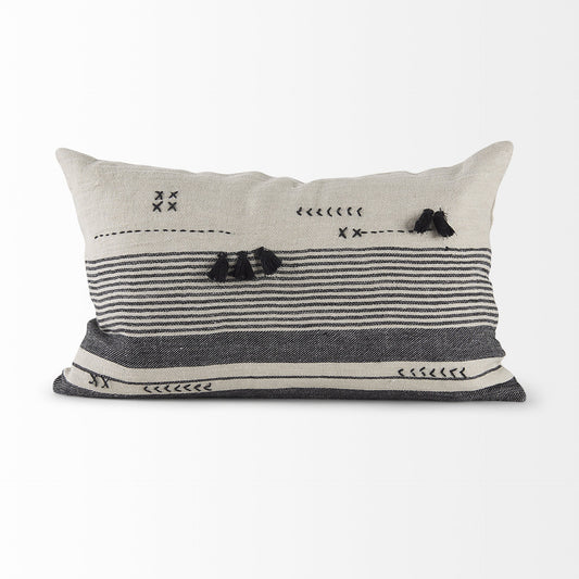 Light Gray Detailed Lumbar Throw Pillow Cover-0