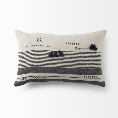 Light Gray Detailed Lumbar Throw Pillow Cover-4