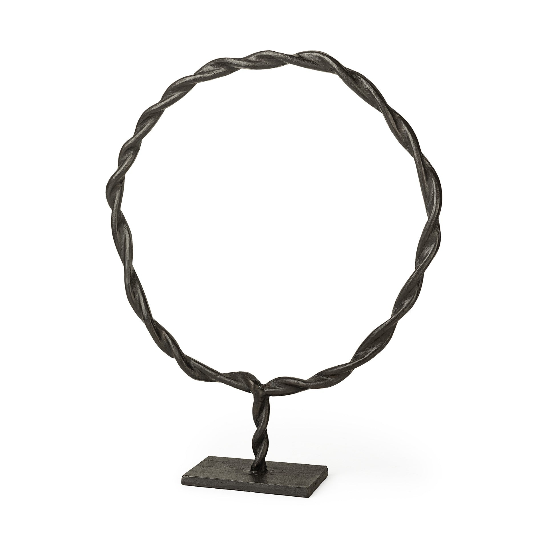 23" Black Metal Round Braided Tabletop Sculpture-1
