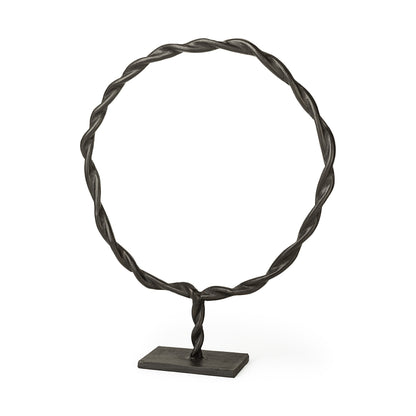 23" Black Metal Round Braided Tabletop Sculpture-1