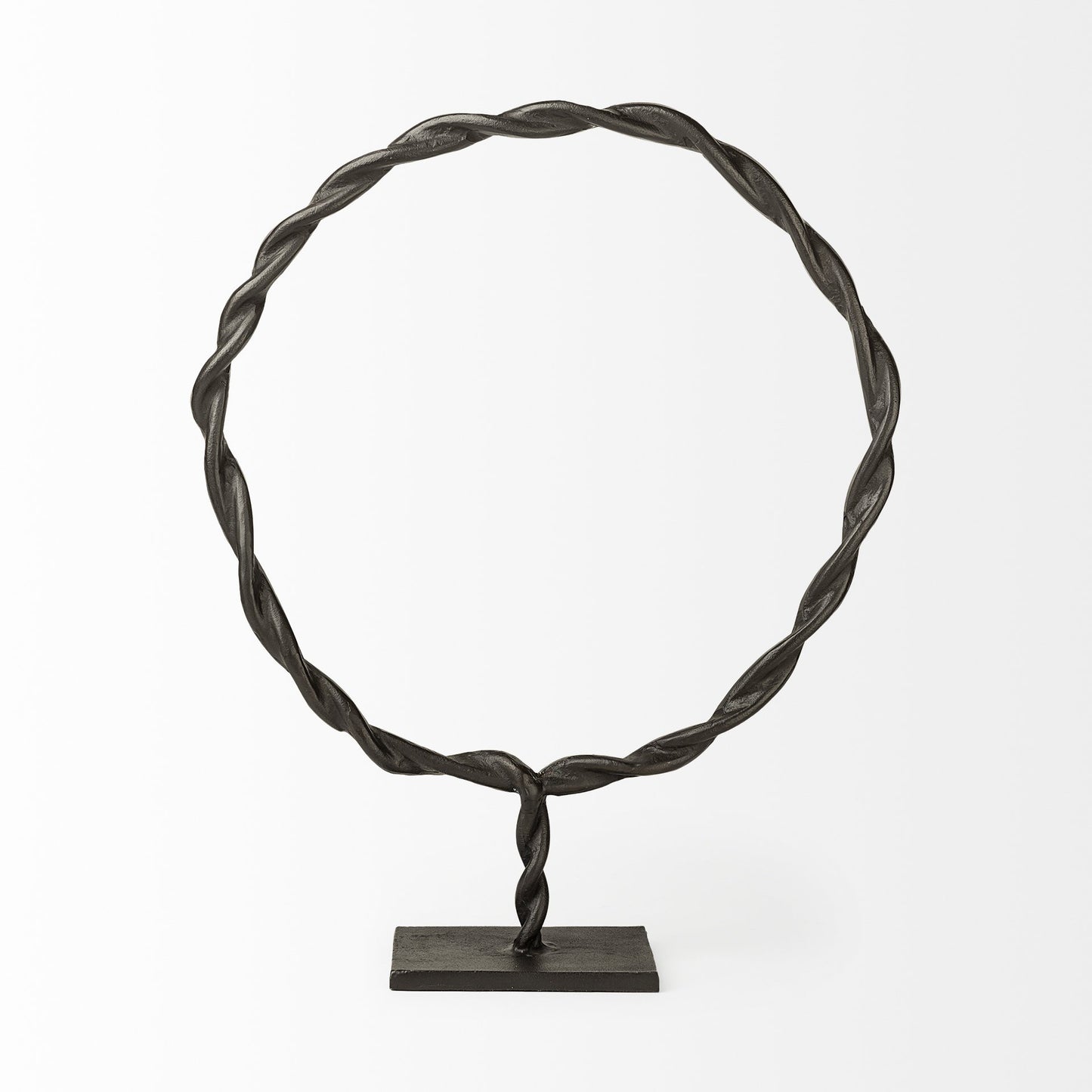 23" Black Metal Round Braided Tabletop Sculpture-2
