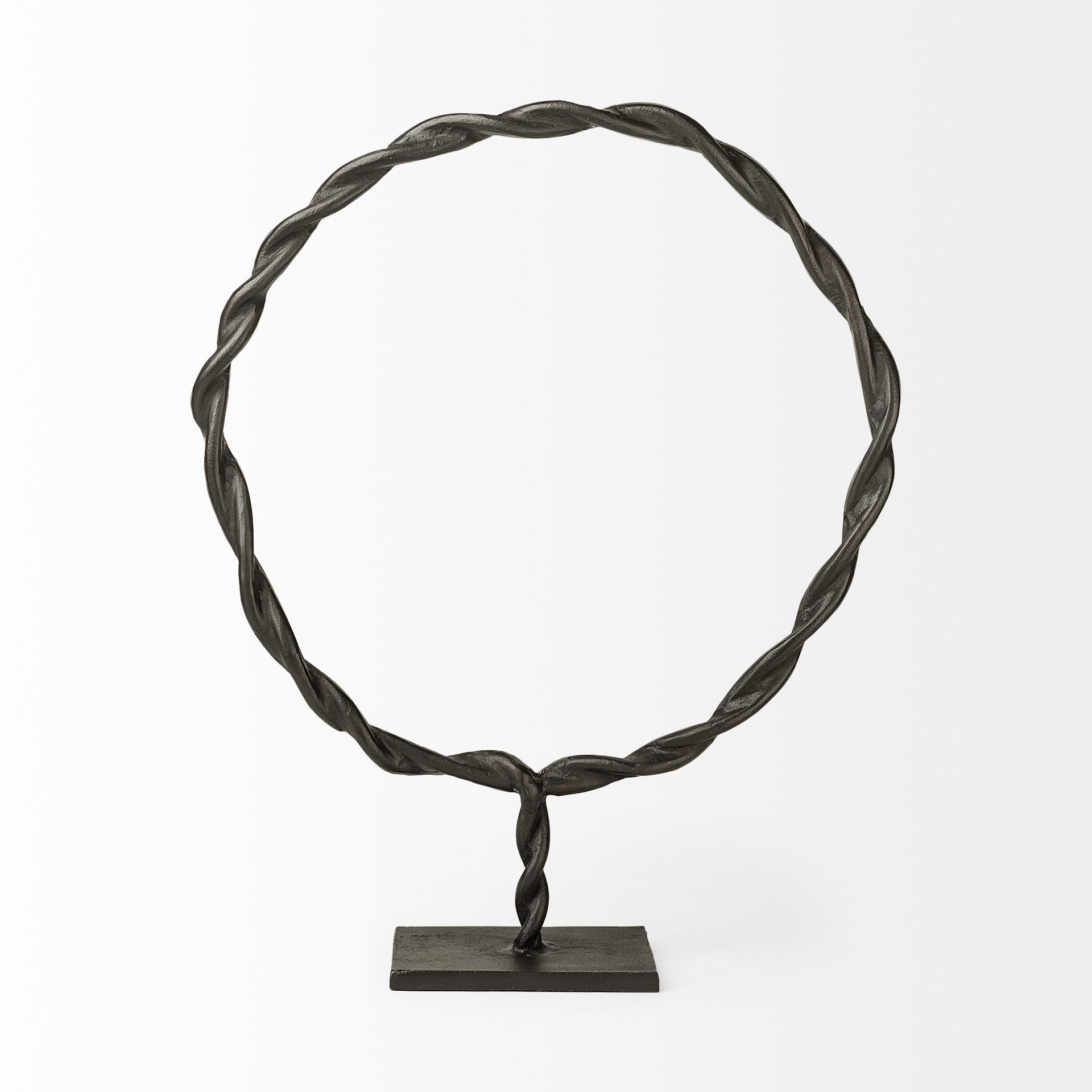 23" Black Metal Round Braided Tabletop Sculpture-2