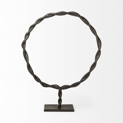 23" Black Metal Round Braided Tabletop Sculpture-2