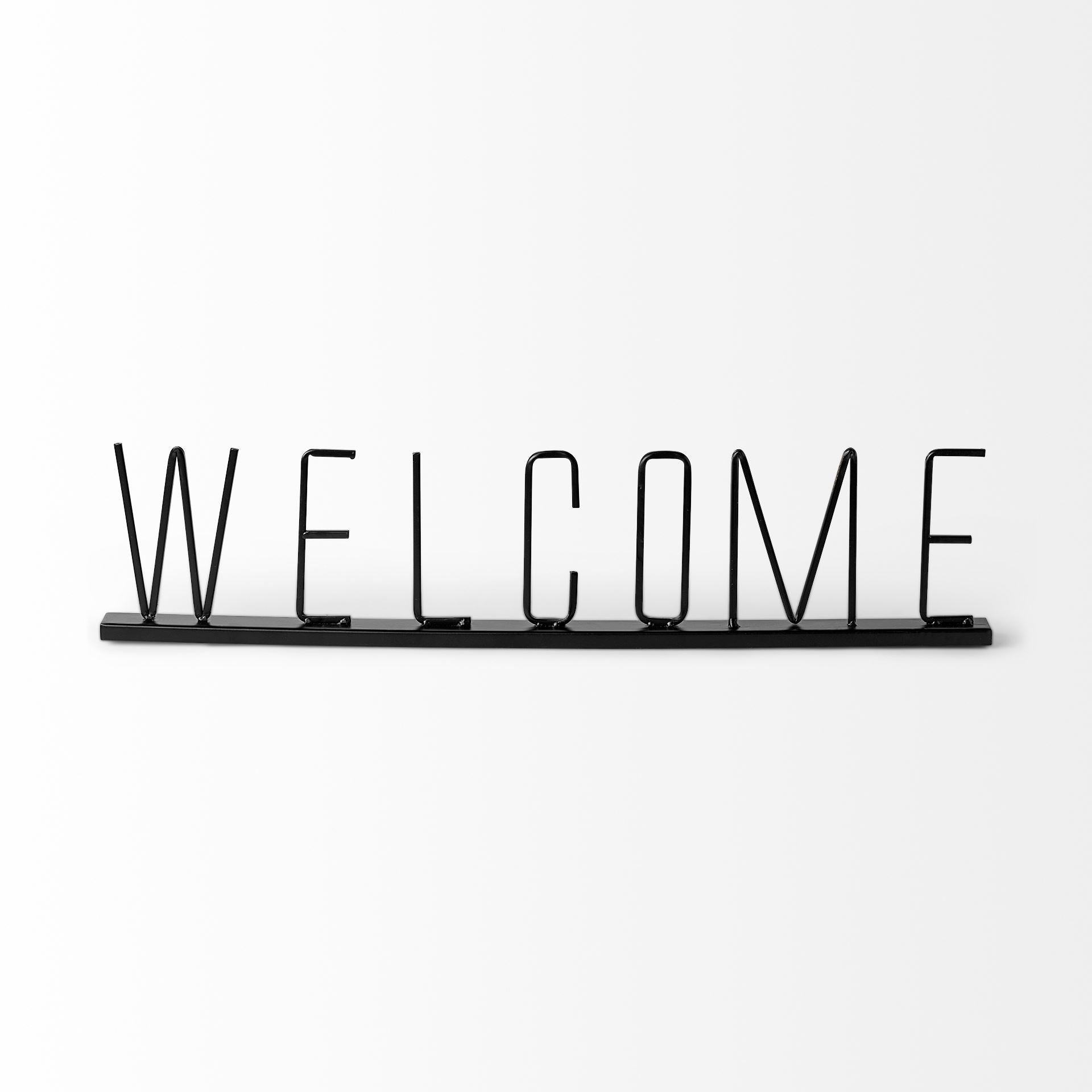 24" Black Metal Welcome Sign Tabletop Sculpture-1