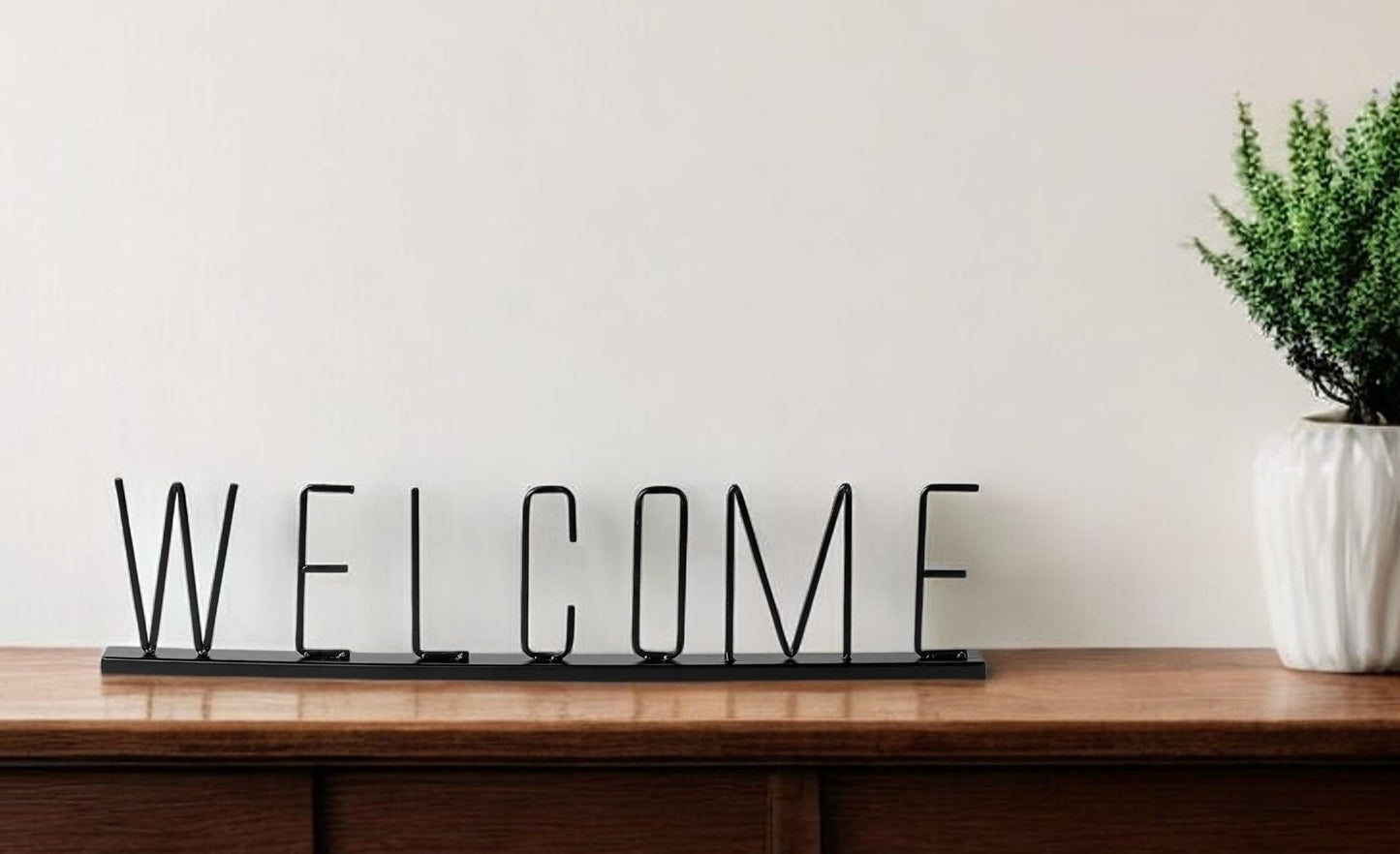 24" Black Metal Welcome Sign Tabletop Sculpture-0