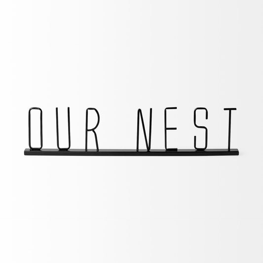 24" Black Metal Our Nest Tabletop Sculpture-2