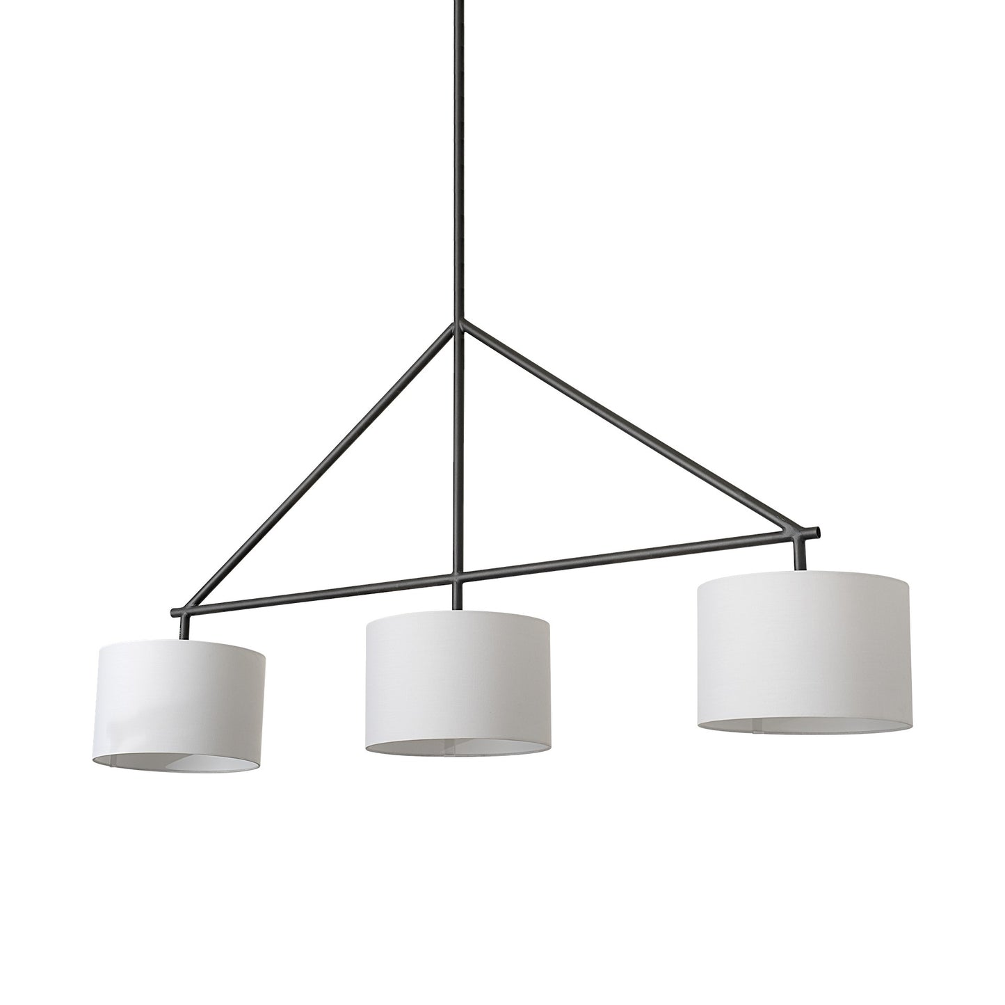 Metal Framed White Shade Three Bulb Hanging Light-0