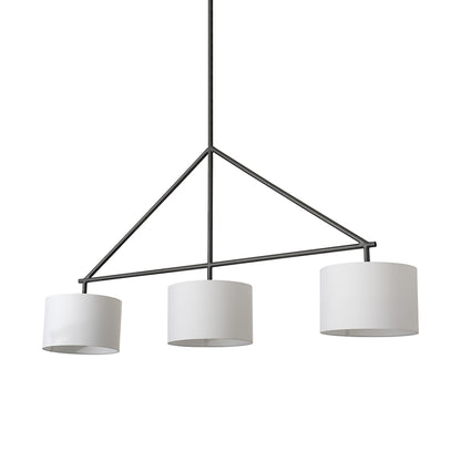 Metal Framed White Shade Three Bulb Hanging Light-0