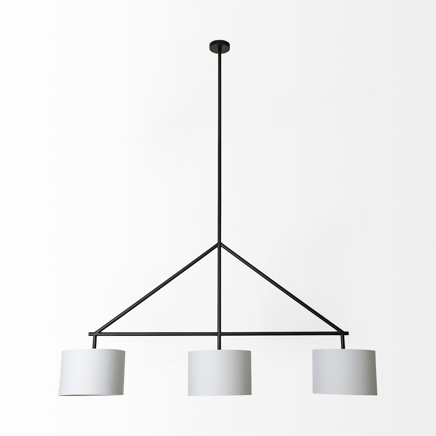 Metal Framed White Shade Three Bulb Hanging Light-1