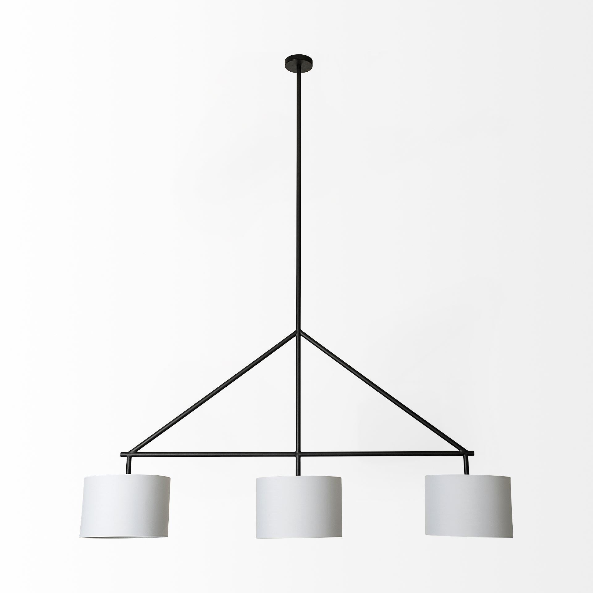Metal Framed White Shade Three Bulb Hanging Light-1