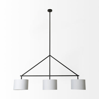 Metal Framed White Shade Three Bulb Hanging Light-1