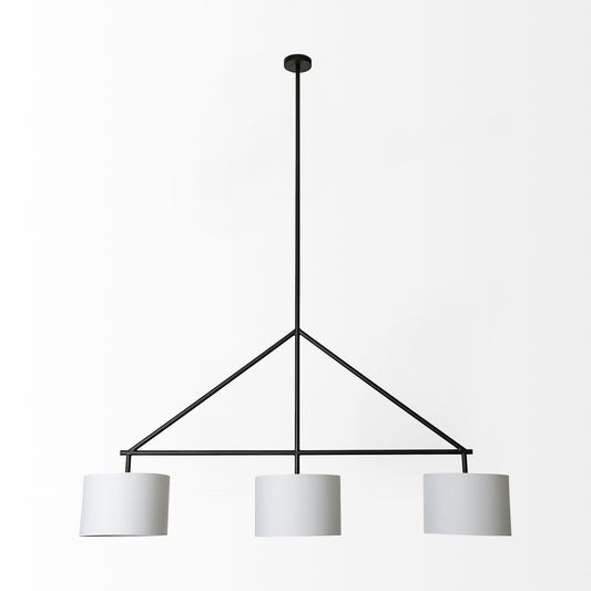 Metal Framed White Shade Three Bulb Hanging Light-1