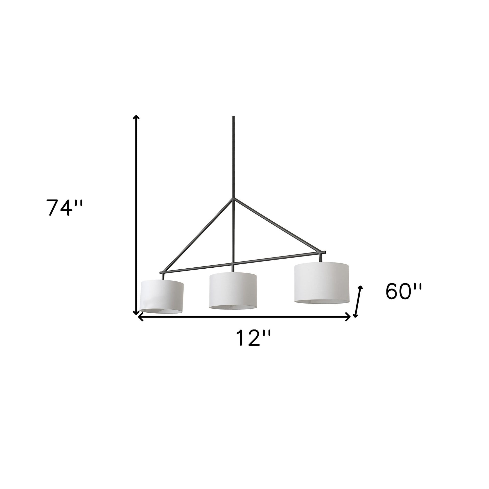 Metal Framed White Shade Three Bulb Hanging Light-6