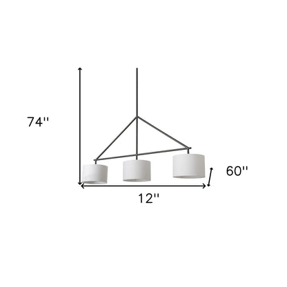 Metal Framed White Shade Three Bulb Hanging Light-6