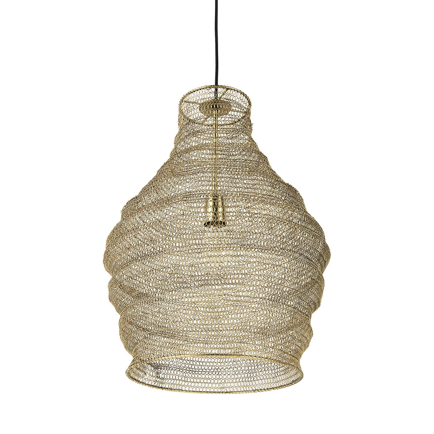 Gold Metal Wire Mesh Hanging Pendant Light-1