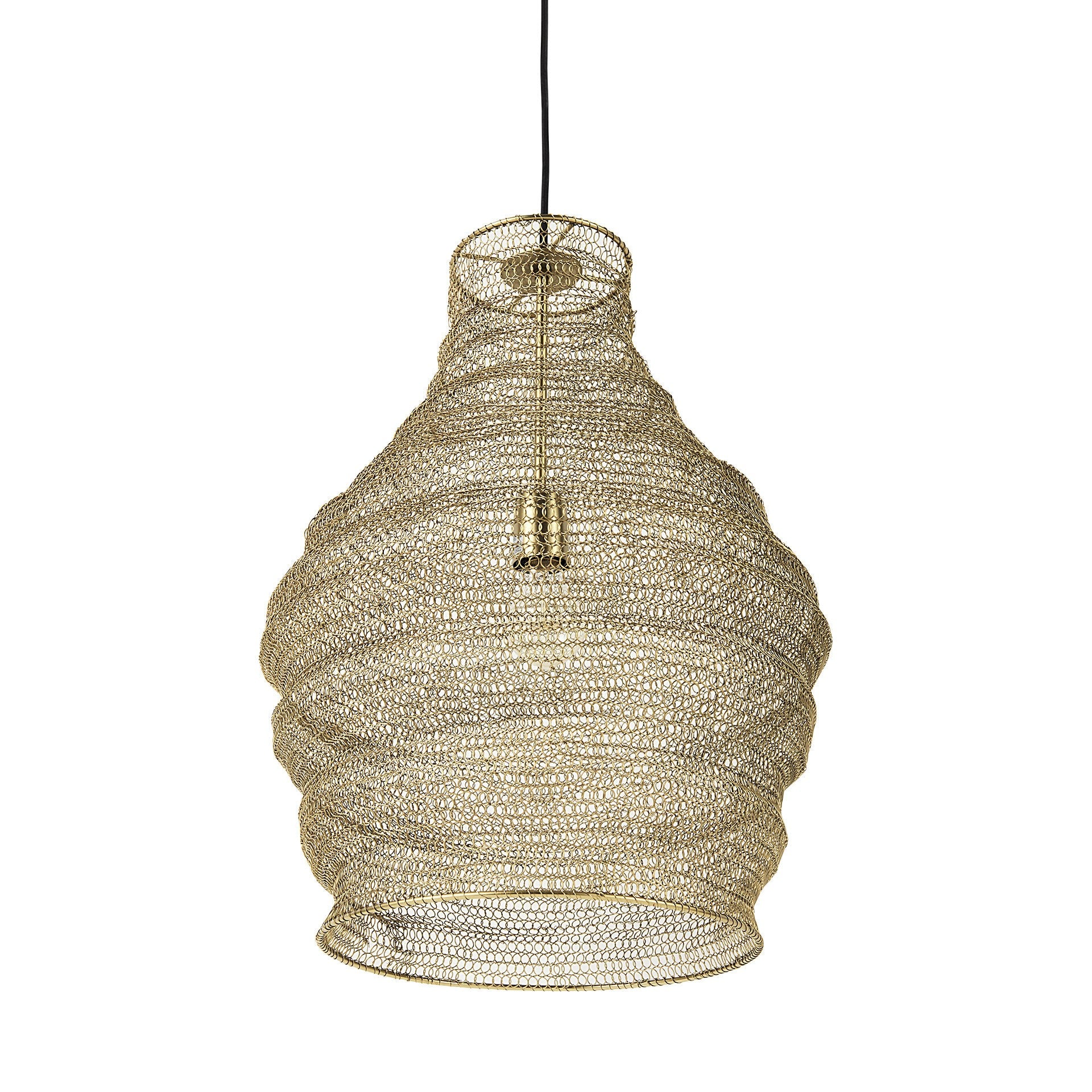 Gold Metal Wire Mesh Hanging Pendant Light-1