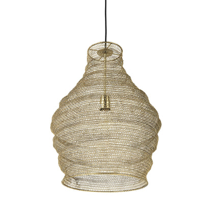 Gold Metal Wire Mesh Hanging Pendant Light-1