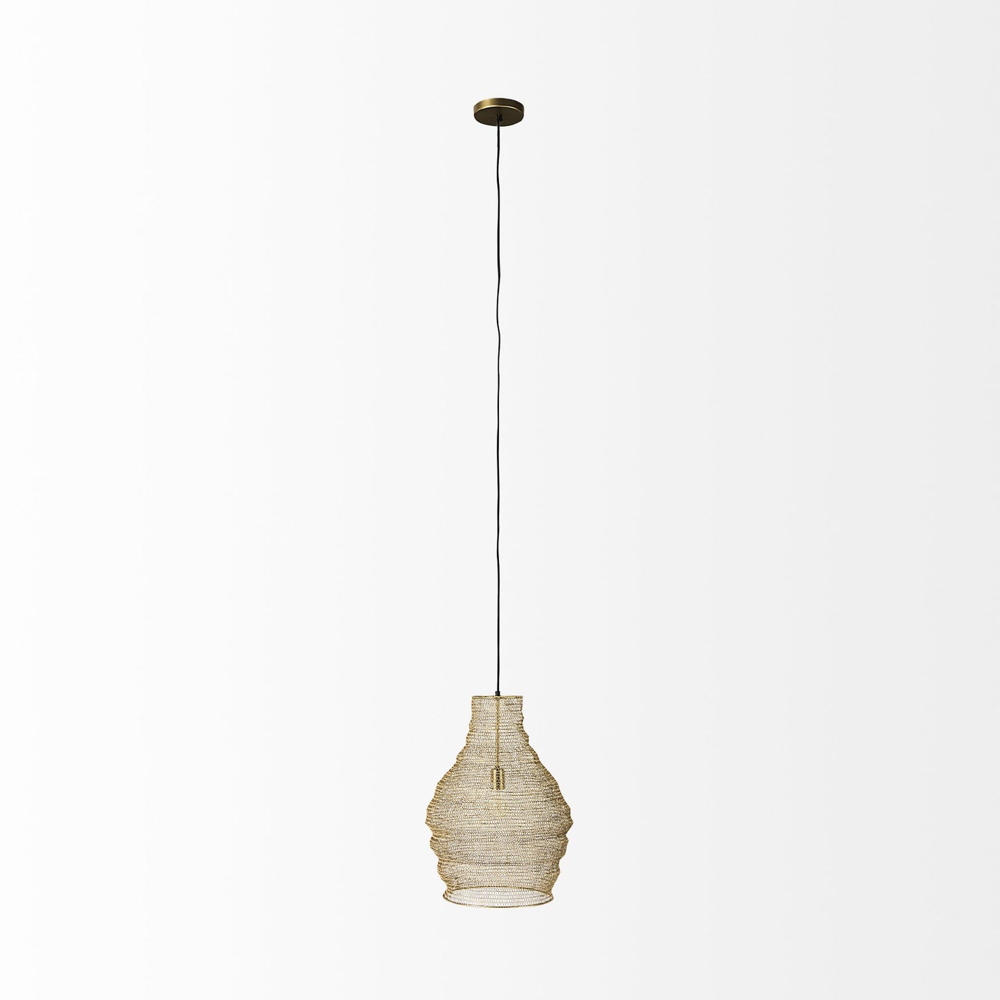 Gold Metal Wire Mesh Hanging Pendant Light-2