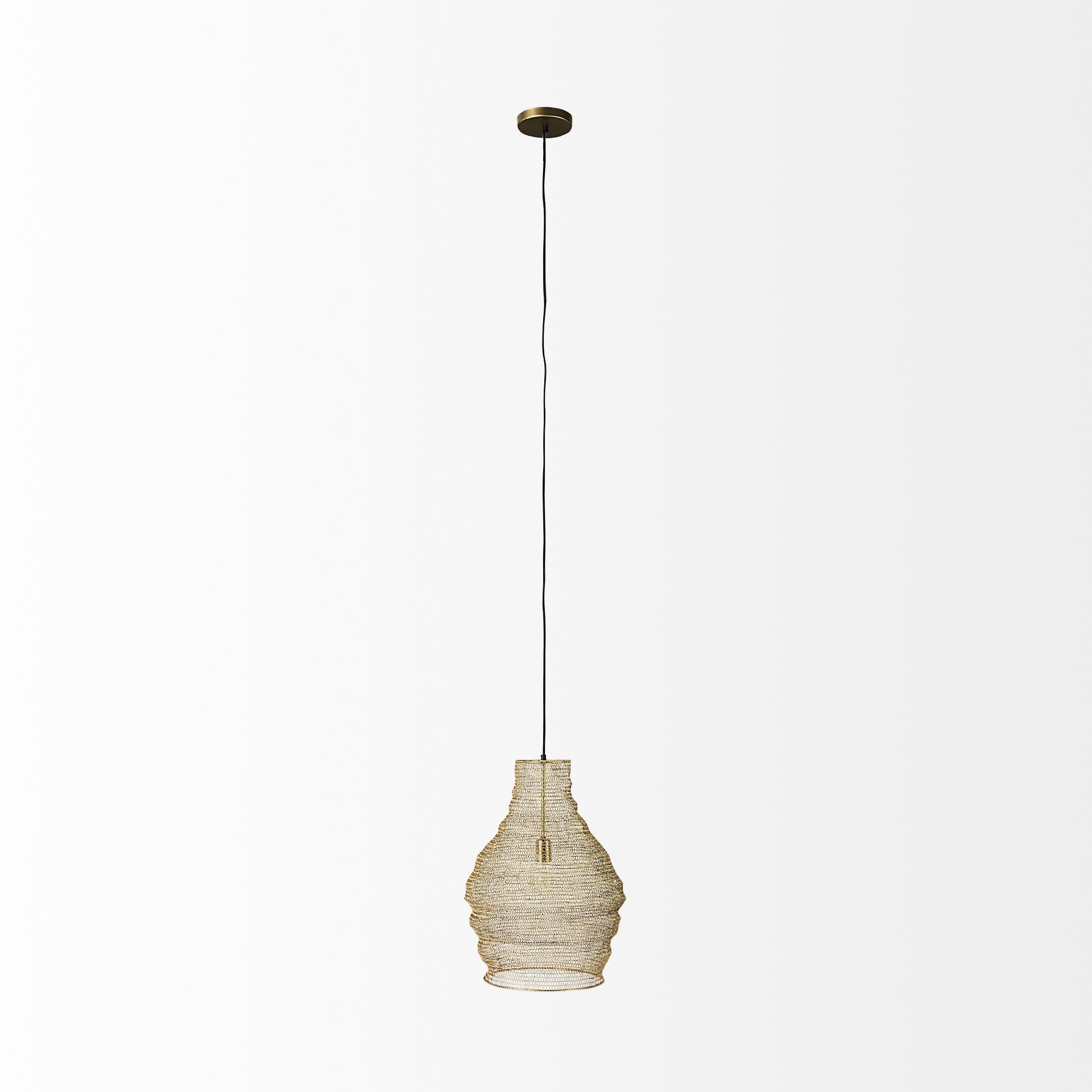 Gold Metal Wire Mesh Hanging Pendant Light-2