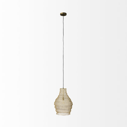 Gold Metal Wire Mesh Hanging Pendant Light-2