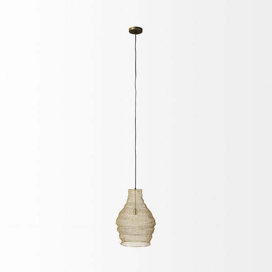 Gold Metal Wire Mesh Hanging Pendant Light-2
