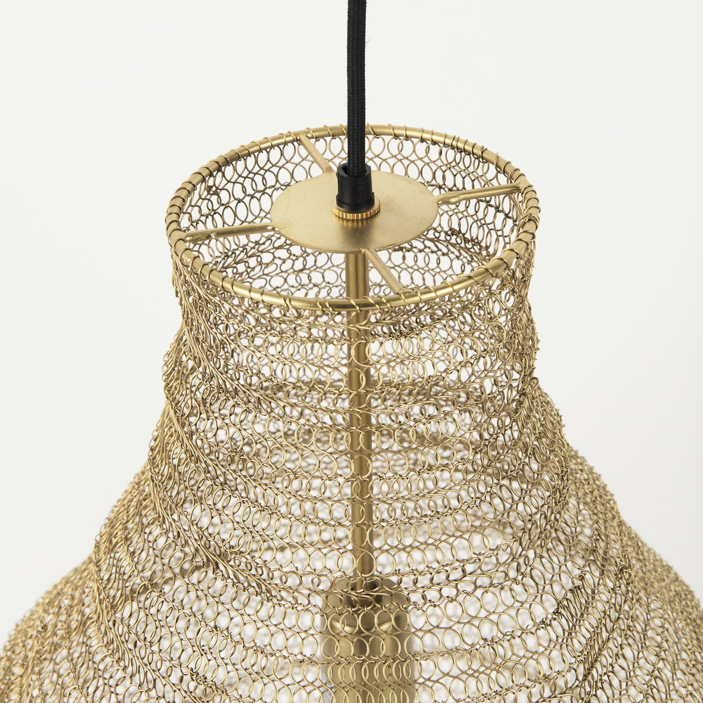 Gold Metal Wire Mesh Hanging Pendant Light-7