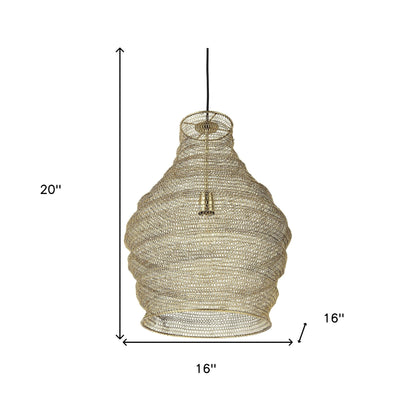 Gold Metal Wire Mesh Hanging Pendant Light-8