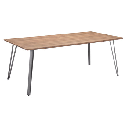 79" Wood Brown And Gray Steel Dining Table-1