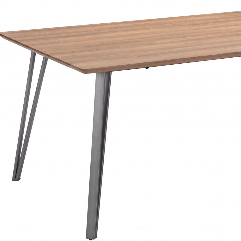 79" Wood Brown And Gray Steel Dining Table-4