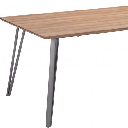 79" Wood Brown And Gray Steel Dining Table-4