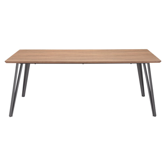 79" Wood Brown And Gray Steel Dining Table-2