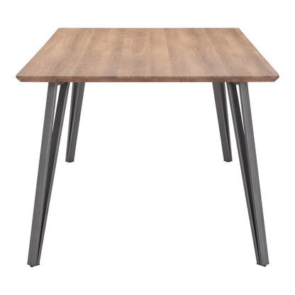 79" Wood Brown And Gray Steel Dining Table-3