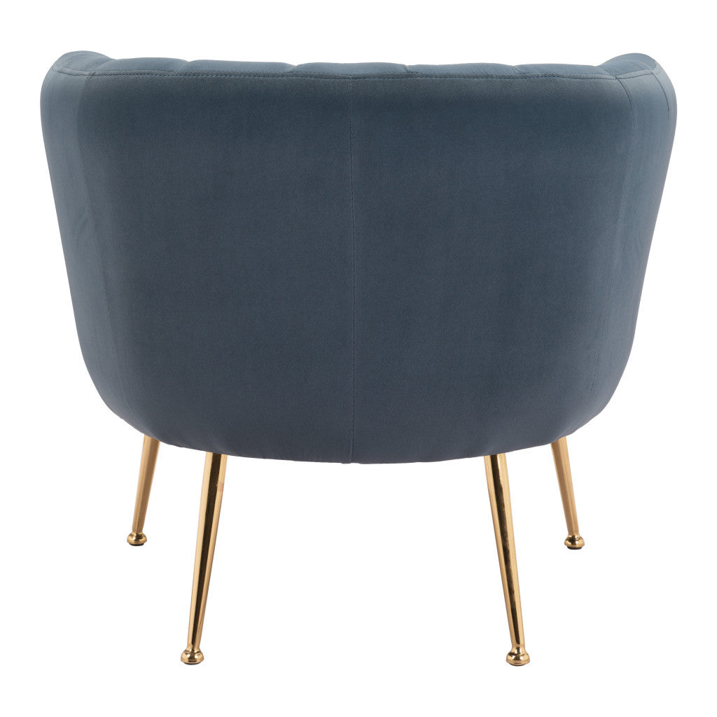 30" Gray And Gold Velvet And Upholstered Tufted Club Chair-4