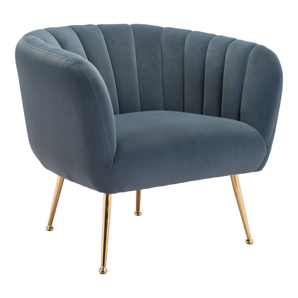 30" Gray And Gold Velvet And Upholstered Tufted Club Chair-0