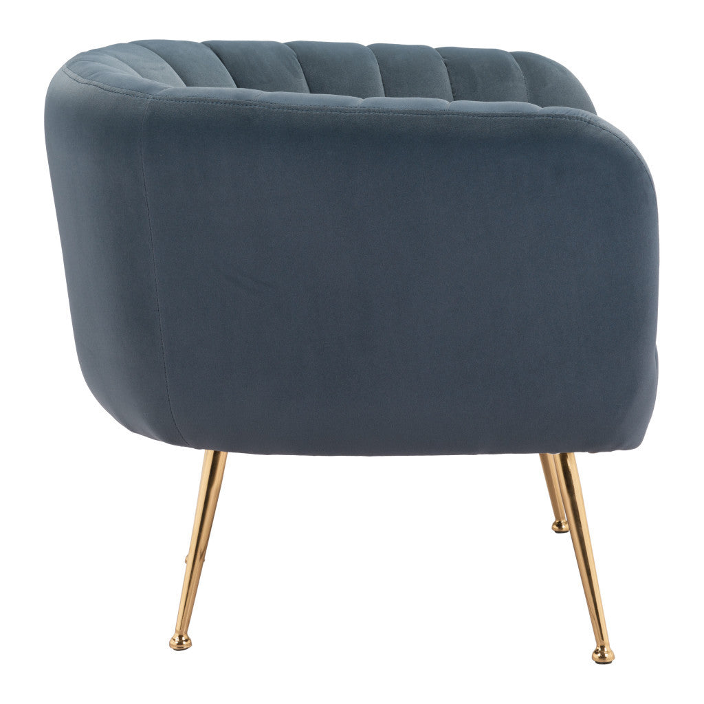 30" Gray And Gold Velvet And Upholstered Tufted Club Chair-2