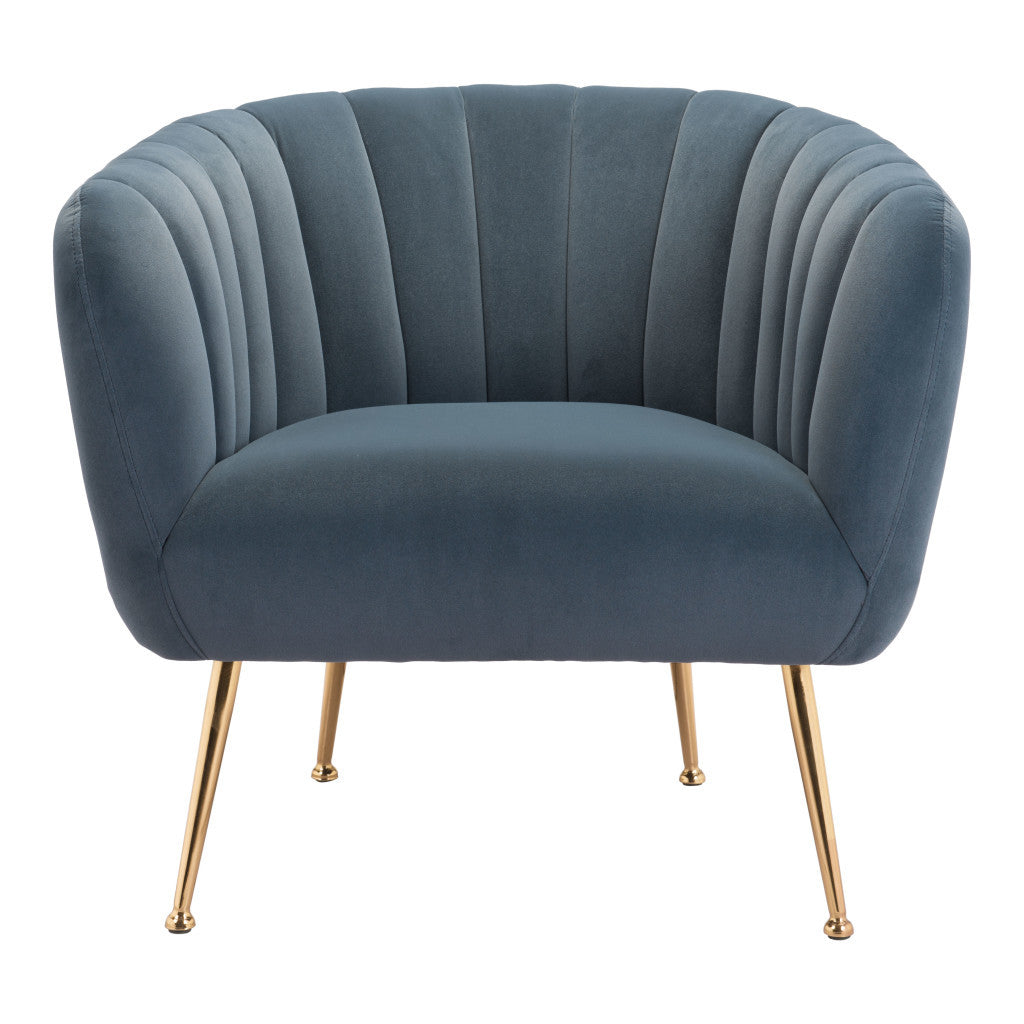 30" Gray And Gold Velvet And Upholstered Tufted Club Chair-3