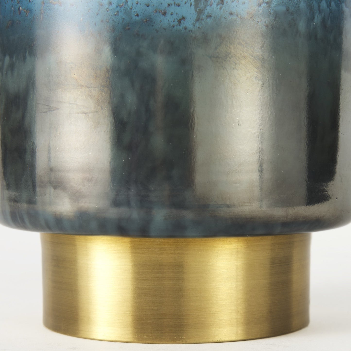 8" Blue And Gold Abstract Cylinder Crystal Glass Table Vase-5