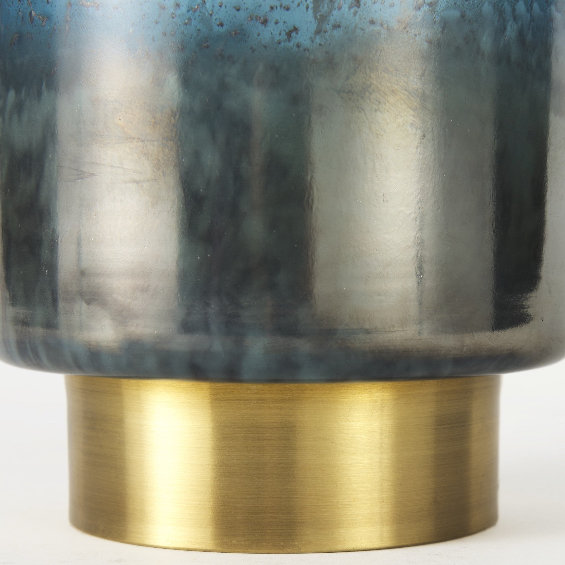 8" Blue And Gold Abstract Cylinder Crystal Glass Table Vase-5
