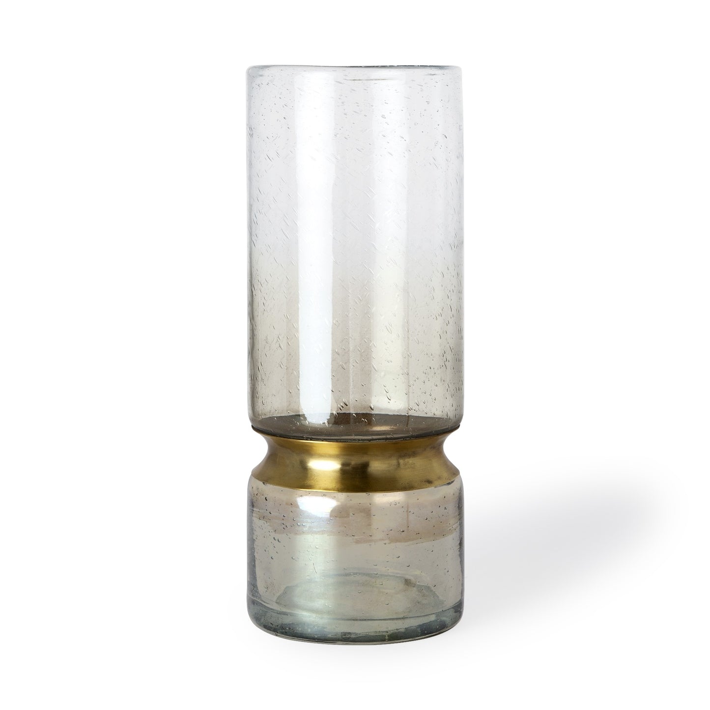 13" Gold Abstract Cylinder Metal Table Vase-1