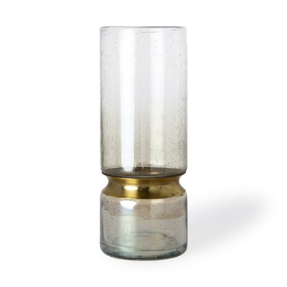 13" Gold Abstract Cylinder Metal Table Vase-1