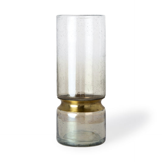 13" Gold Abstract Cylinder Metal Table Vase-1
