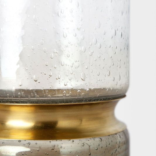 13" Gold Abstract Cylinder Metal Table Vase-3