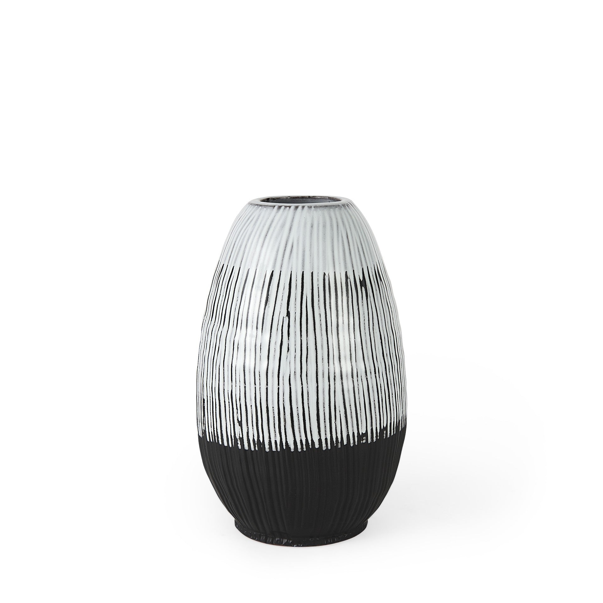 13" Black Gray And White Abstract Cylinder Ceramic Table Vase-1