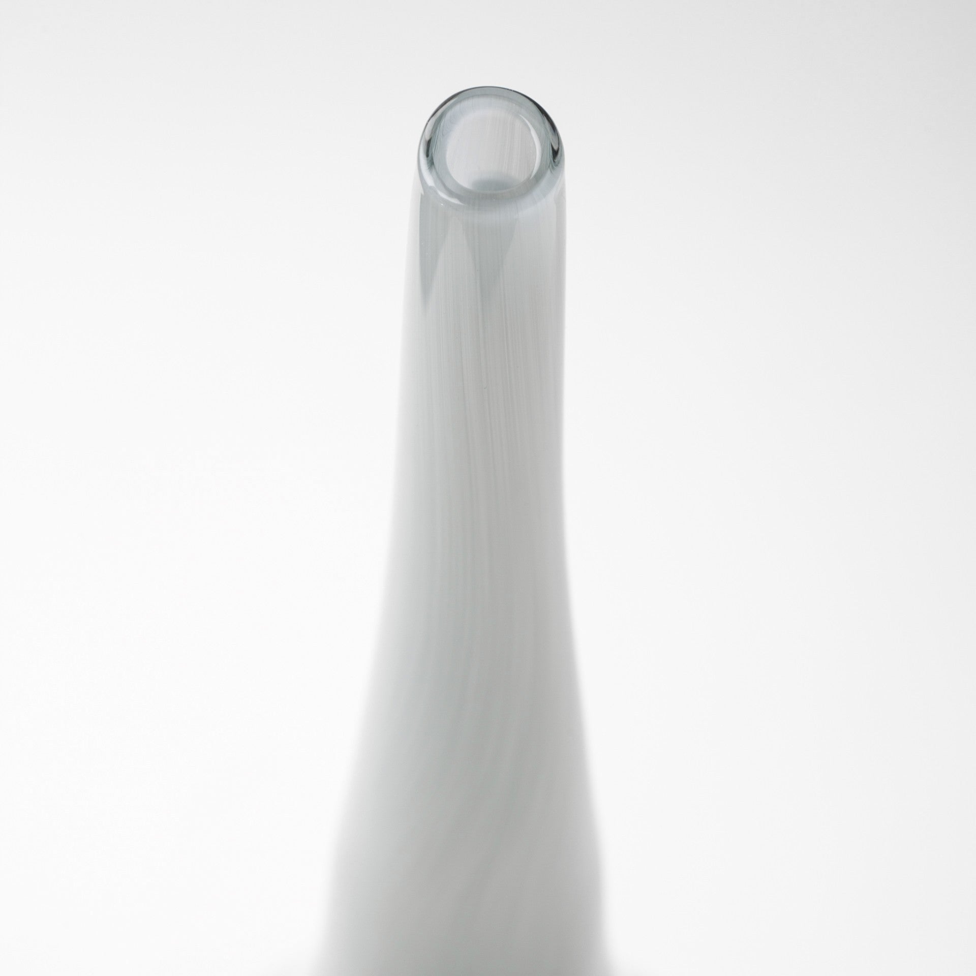 21" Blue Gray and Taupe Handblown Spun Glass Vase-2